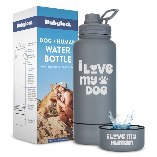 Rubyloo Water Bottle with Detachable Dog Bowl
