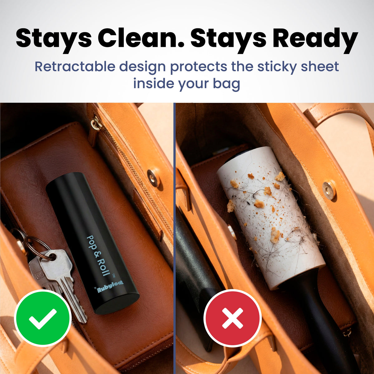 Rubyloo Retractable Mini Lint Roller & Refills